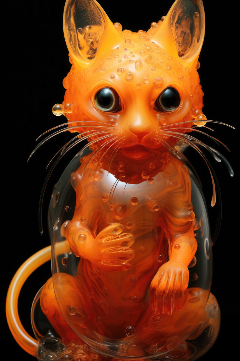 Weird orange jelly cat with transparent body